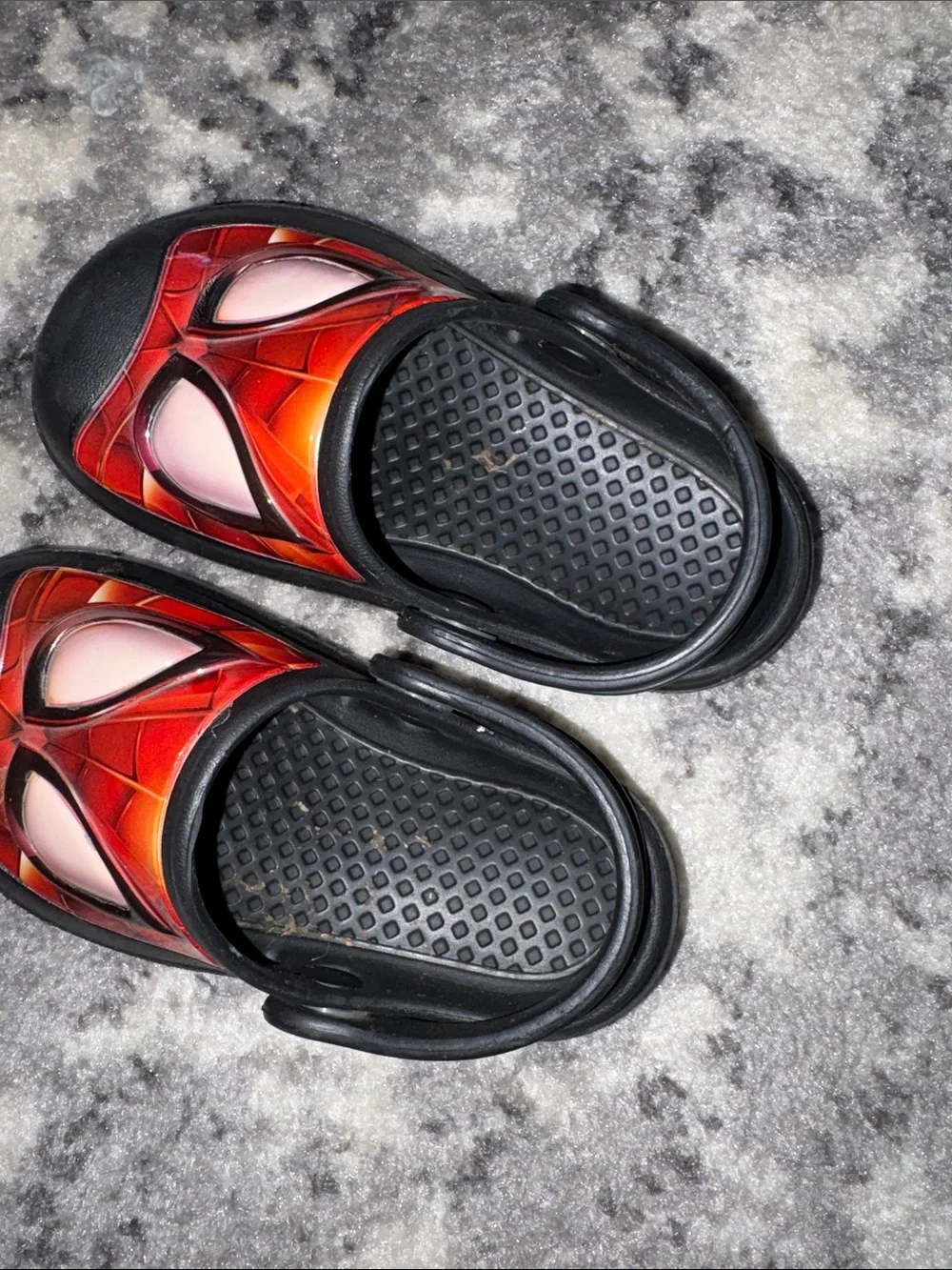 Kids Black & Red Spider-Themed Clog Sandals